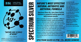 Nano-silver spray. 99.999% pure silver and distilled water. Label graphic for 8 oz bottle.