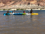 Feelfree Corona seats three passengers, while the Feelfree Juntos ("together" in Spanish) carries two. Stable and easy to paddle, they are rugged and user-friendly. Location: Quail Creek State Park - Hurricane, Utah.